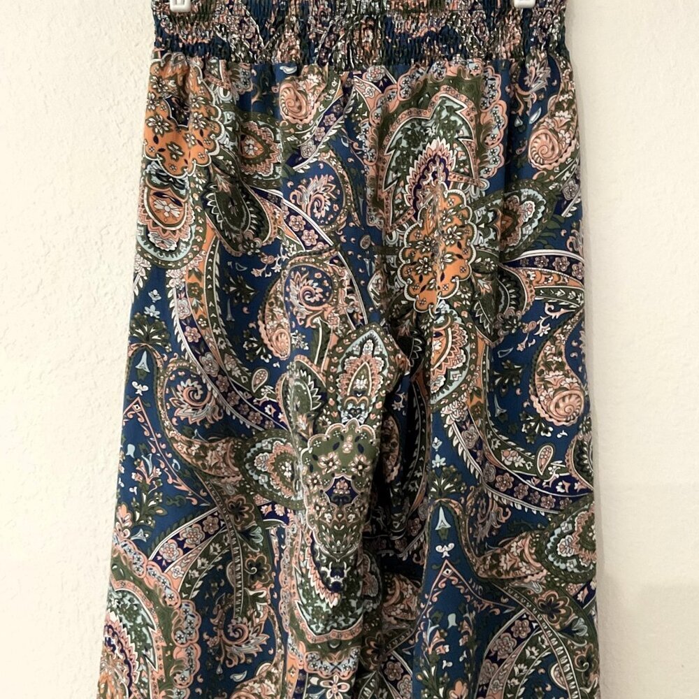BOHO WIDE LEG PANTS TROUSERS ELASTIC WAIST LIKE NEW - Picture 5 of 15